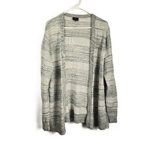 Market & Spruce Womens 2X Sweater Cardigan Green White Merled Knit Long Sleeve